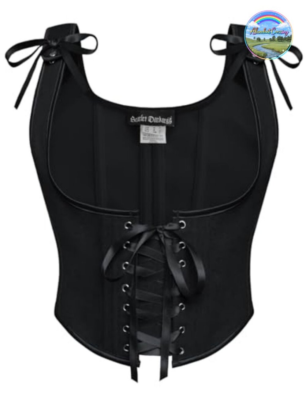Boned Underbust Corset Top with Lace-Up Front Zip Closure